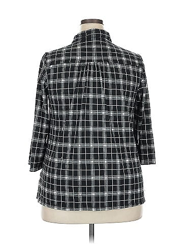 Indigo Rose 3/4 Sleeve Button-Down Shirt (view 2)