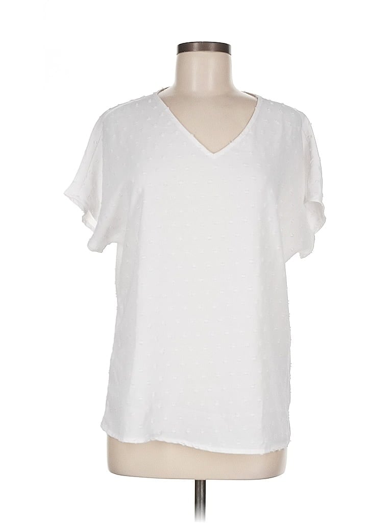 Pre-owned Shein Short Sleeve Blouse In White