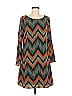 Peach Love Cream California Chevron-herringbone Teal Casual Dress Size M - photo 1