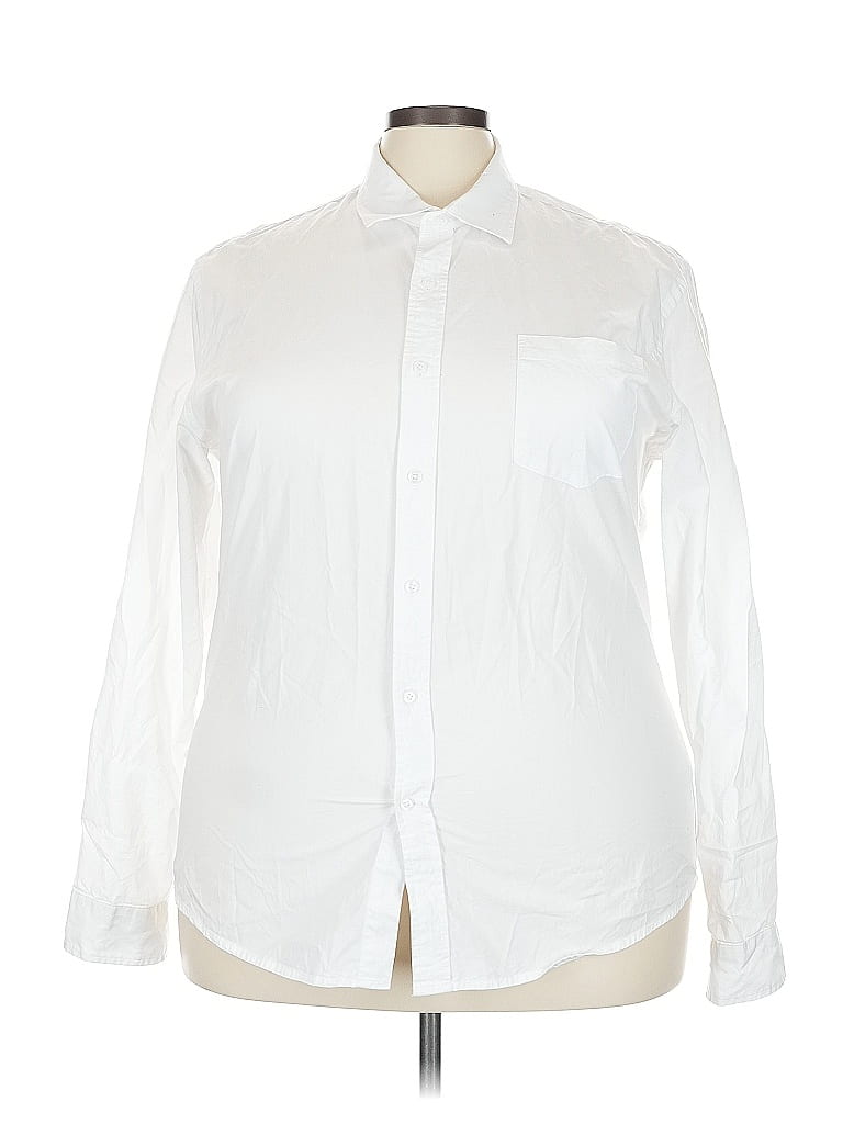 Pre-owned Amazon Essentials Long Sleeve Button Down Shirt In White