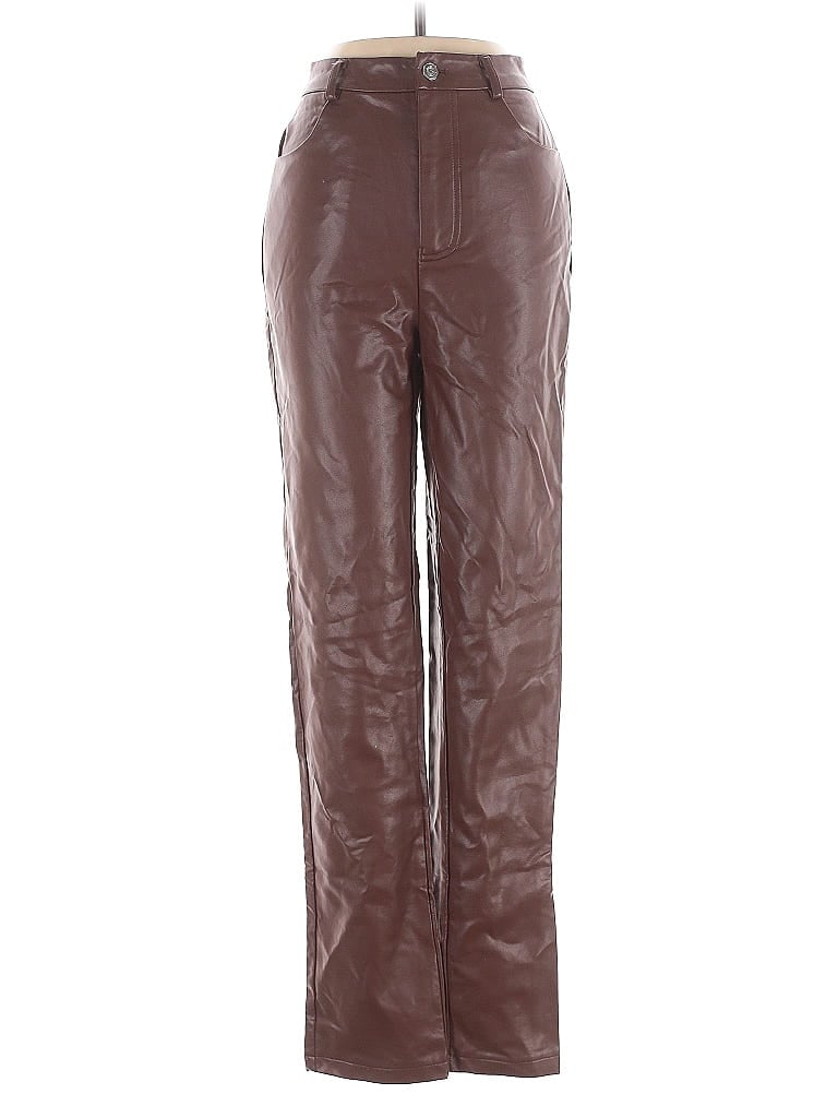 White Fox Brown Faux Leather Pants Size XS - photo 1