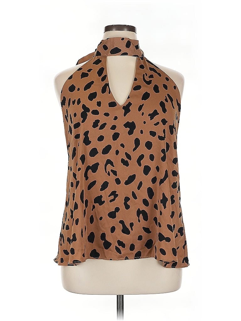 Meritt 100% Polyester Animal Print Brown Sleeveless Blouse Size 1X - photo 1