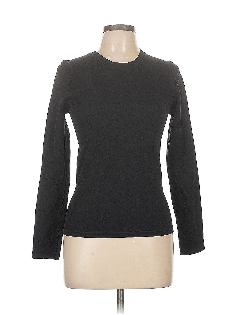 OQQ Long Sleeve T-Shirt: Black Tops - Size Large