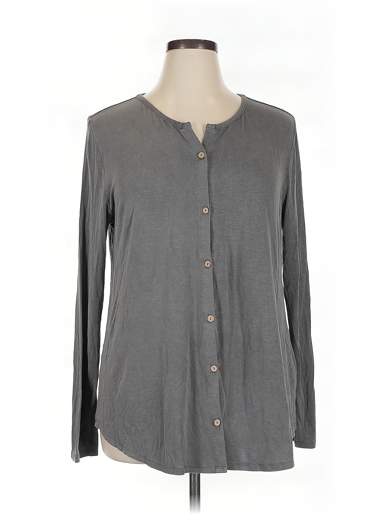 Soft Surroundings Gray Long Sleeve Blouse Size XL