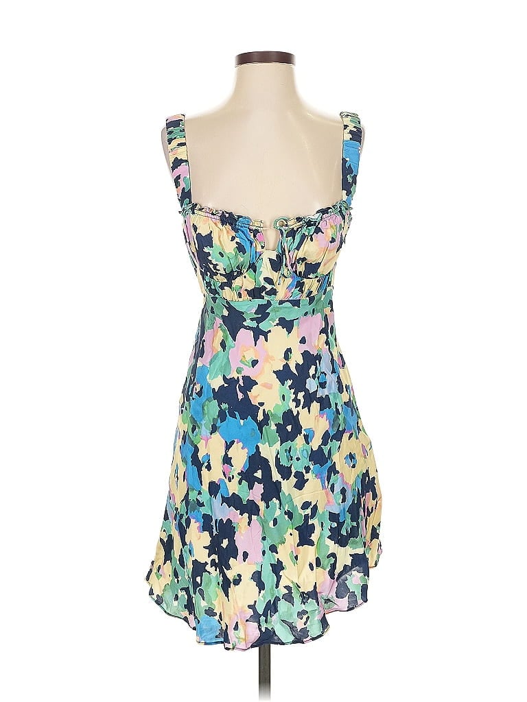 Nicholas 100% Viscose Floral Blue Cocktail Dress Size 2 - photo 1