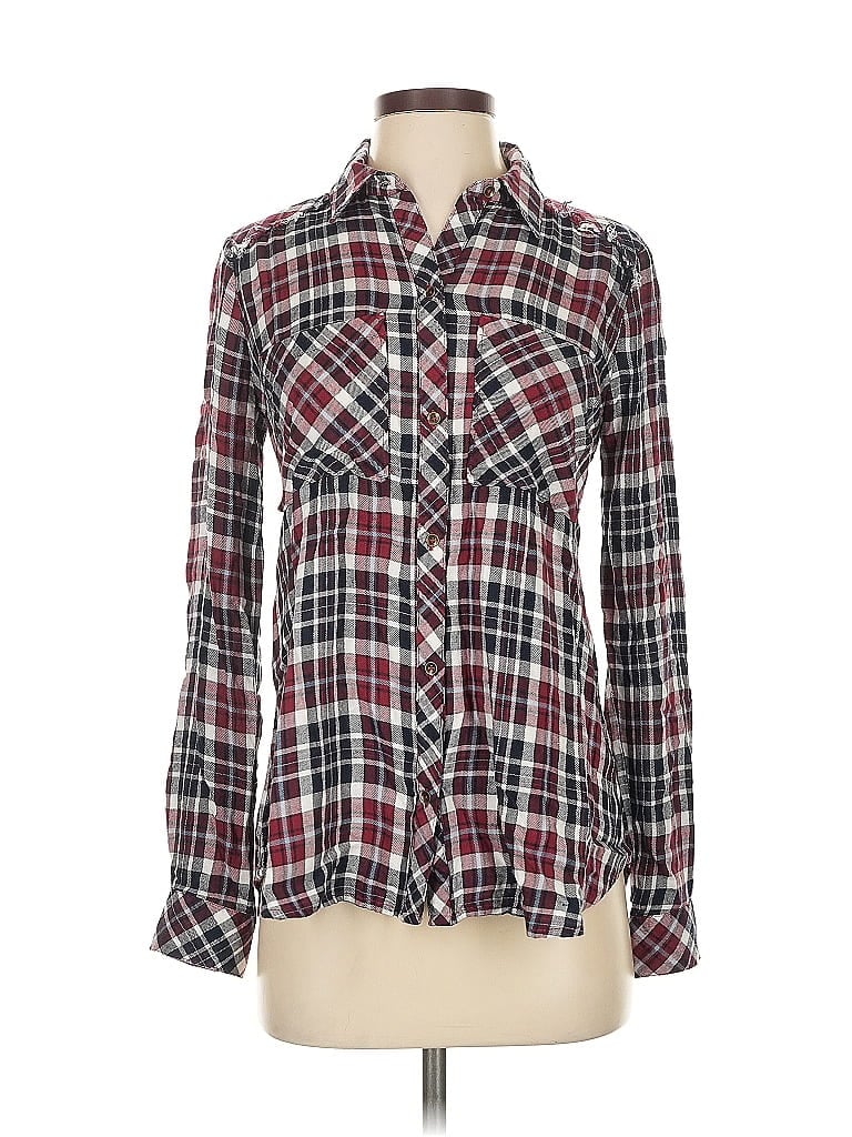 Pre-owned Jessica Simpson Long Sleeve Button Down Shirt In Burgundy