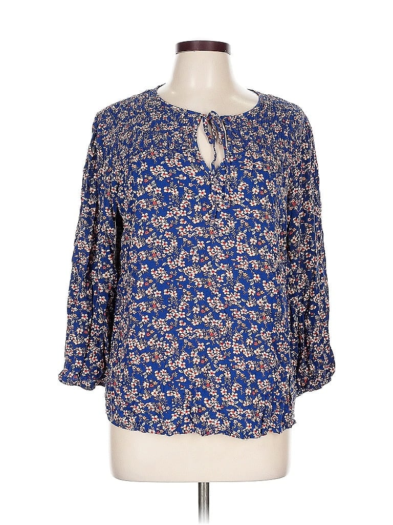 Pre-owned Assorted Brands 3/4 Sleeve Blouse In Blue