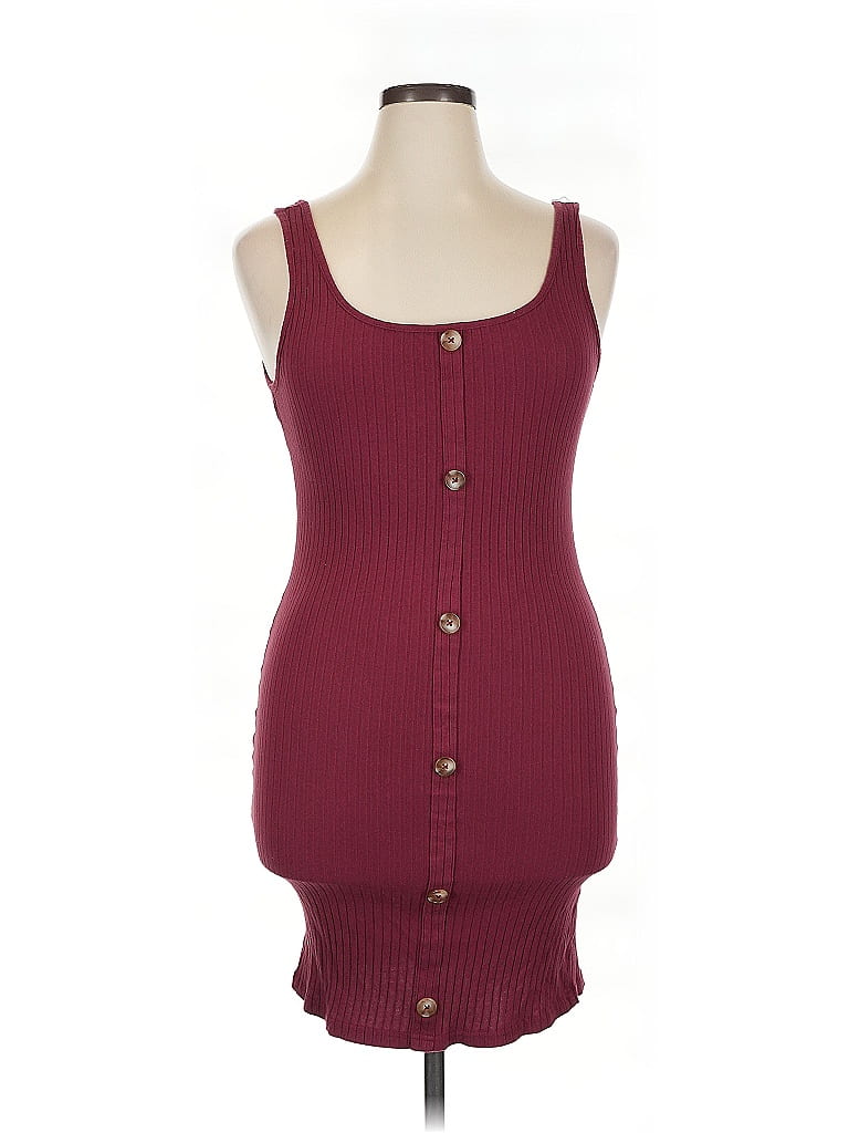 Pre-owned Shein Curve Casual Dress In Burgundy