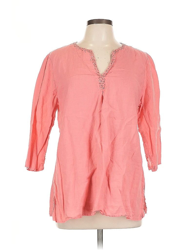 Pre-owned Eileen Fisher 3/4 Sleeve Blouse In Pink