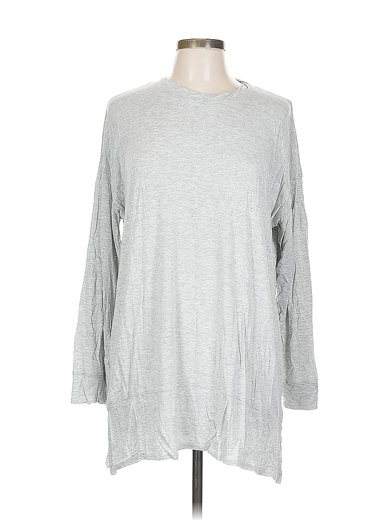 Pre-owned Inc International Concepts Long Sleeve Top Gray Crew Neck Tops