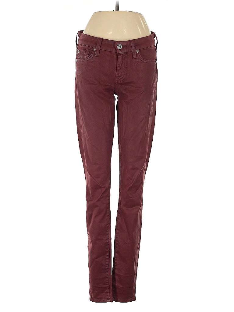 Pre-owned 7 For All Mankind Jeans In Burgundy