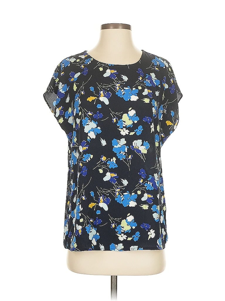 Pre-owned Halogen Short Sleeve Blouse In Blue