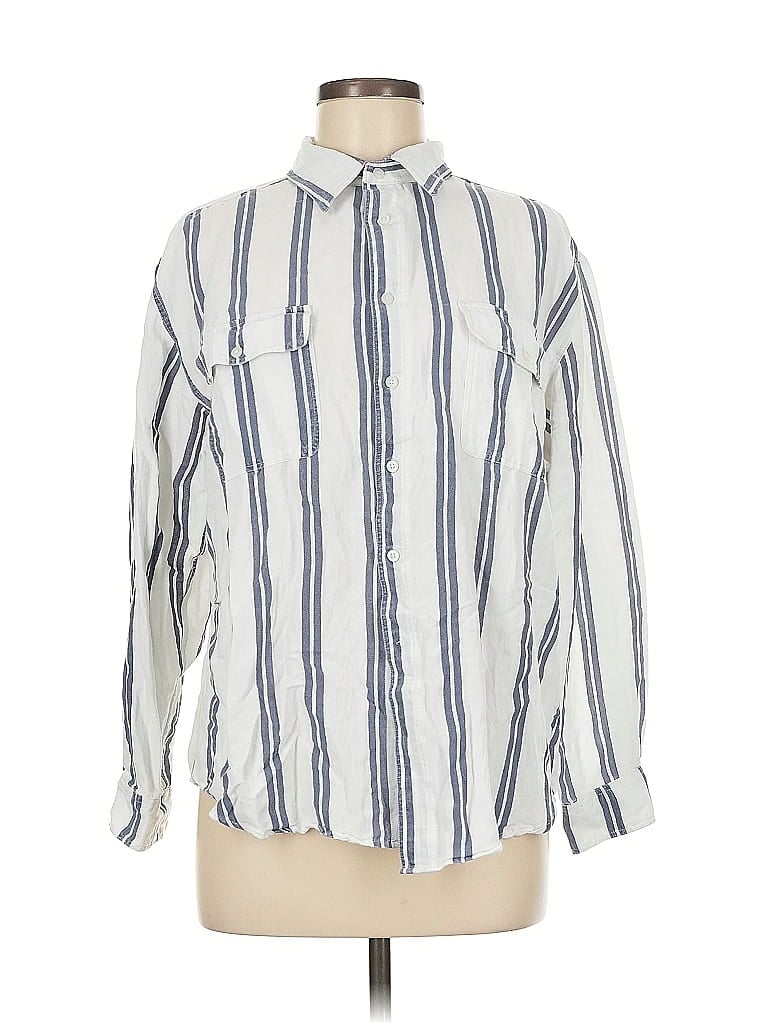 Pre-owned John Galt Long Sleeve Button Down Shirt In White