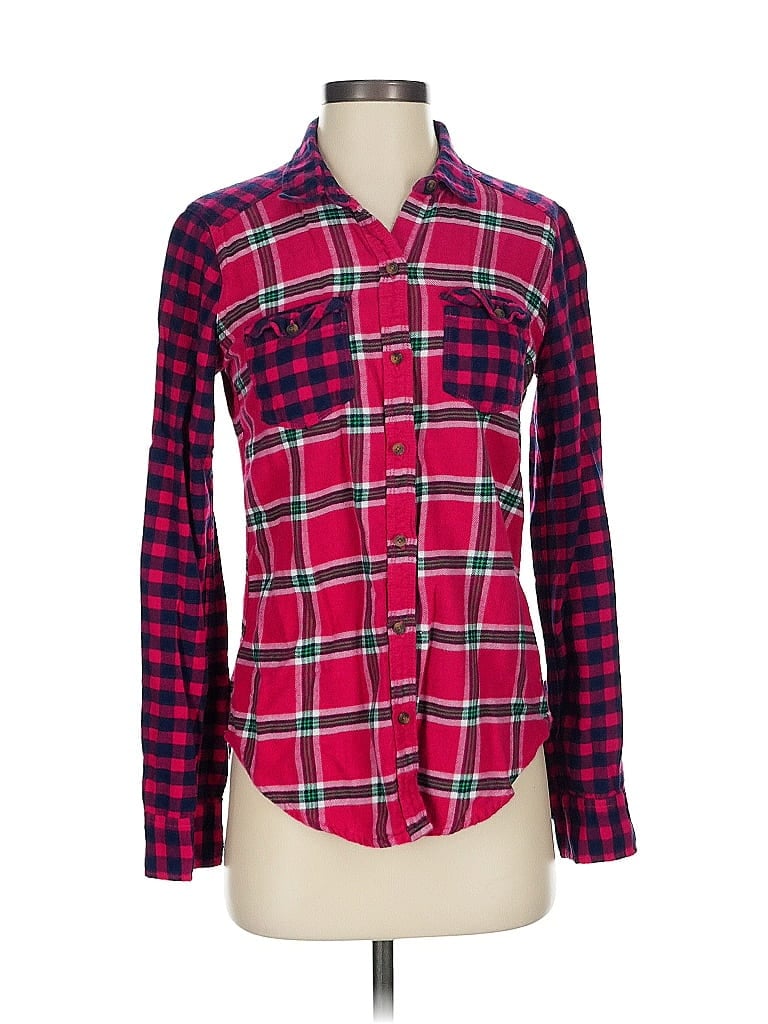 Pre-owned Abercrombie & Fitch Long Sleeve Button Down Shirt In Red