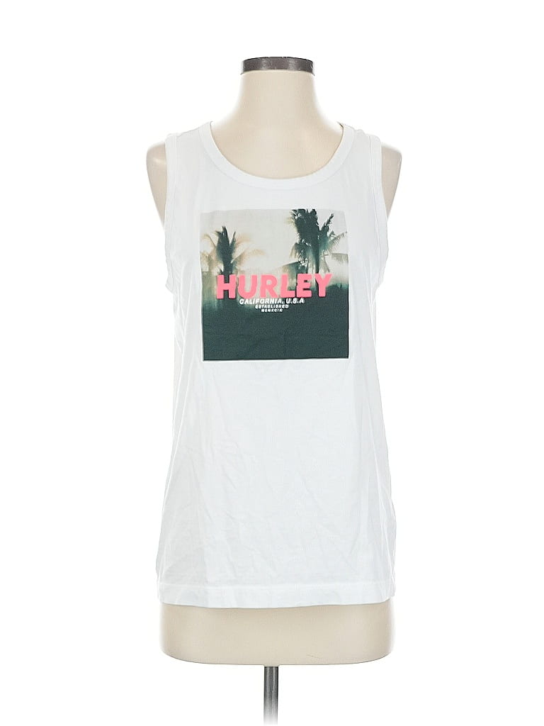 Hurley 100% Cotton Tropical White Sleeveless T-Shirt Size S - photo 1