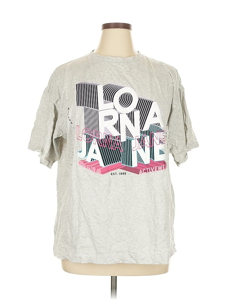 Pre-owned Uniquely Lorna Jane Short Sleeve T-shirt In Gray