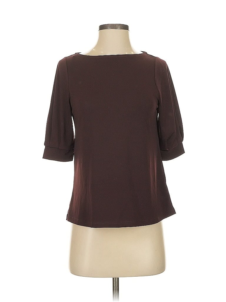 Pre-owned H&m 3/4 Sleeve Blouse In Burgundy
