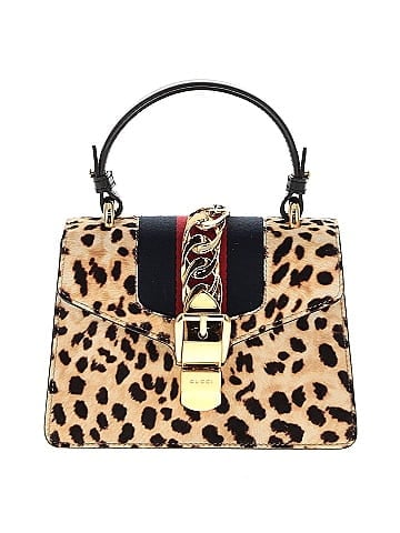 Gucci Calf Hair Leopard Print Mini Sylvie Top Handle Bag (view 1)