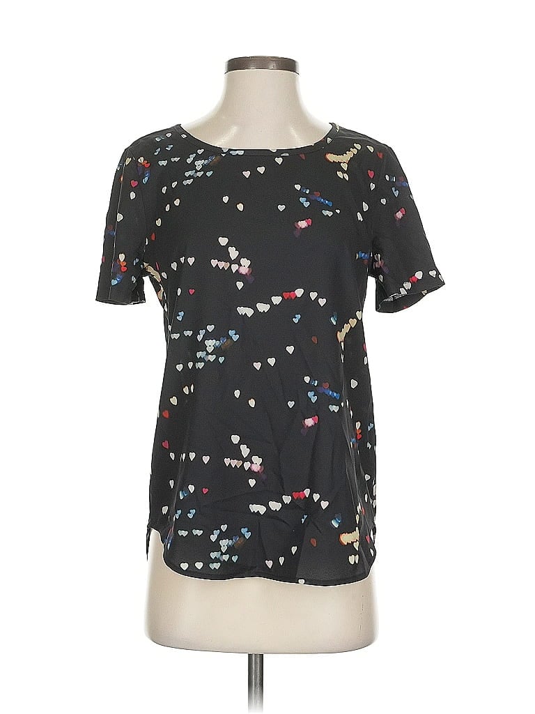 Pre-owned Equipment Short Sleeve Blouse In Black