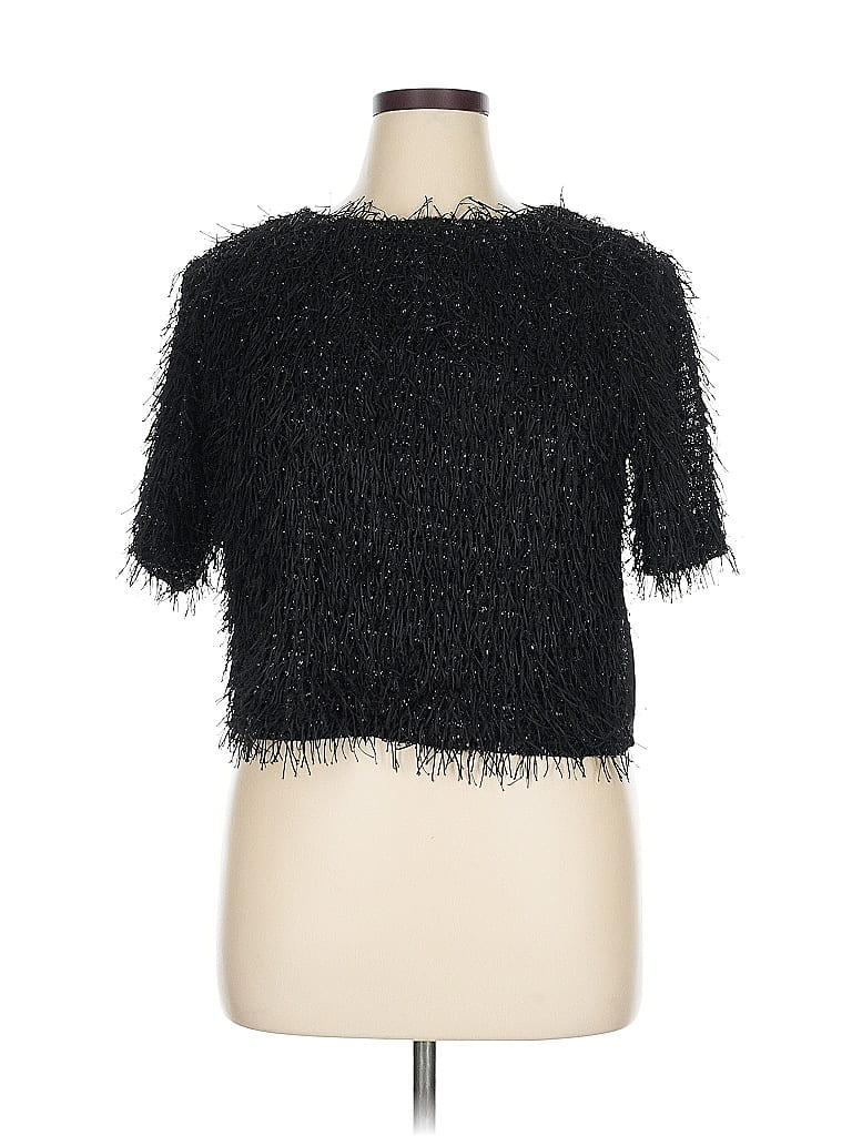 Gracia 100% Polyester Black Short Sleeve Top Size XL - photo 1