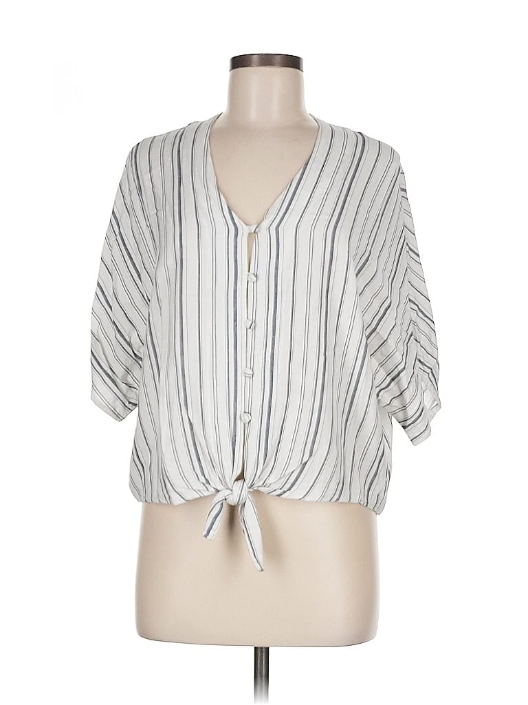 Pre-owned Sim & Sam 3/4 Sleeve Blouse In Silver