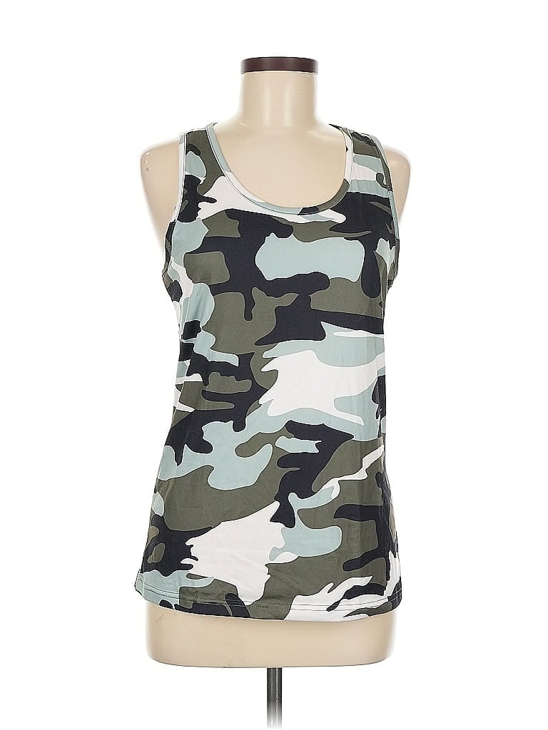 Pre-owned Unbranded Tank Top Green Halter Neckline Tops