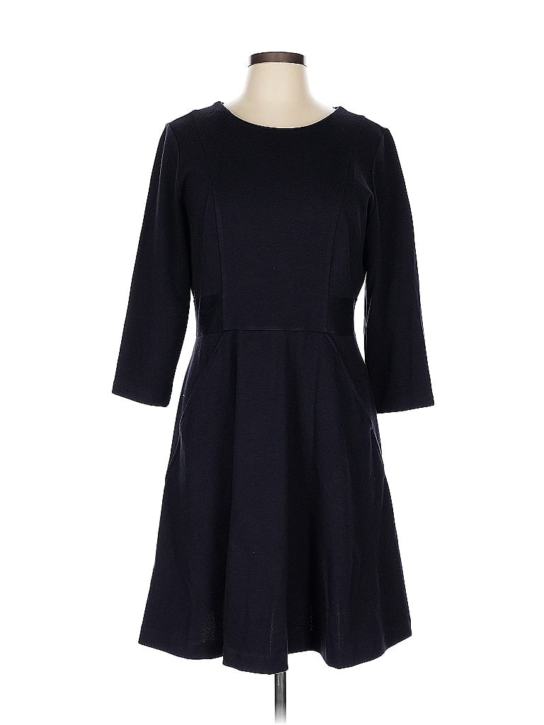 Daisy Fuentes Solid Black Blue Casual Dress Size L - photo 1