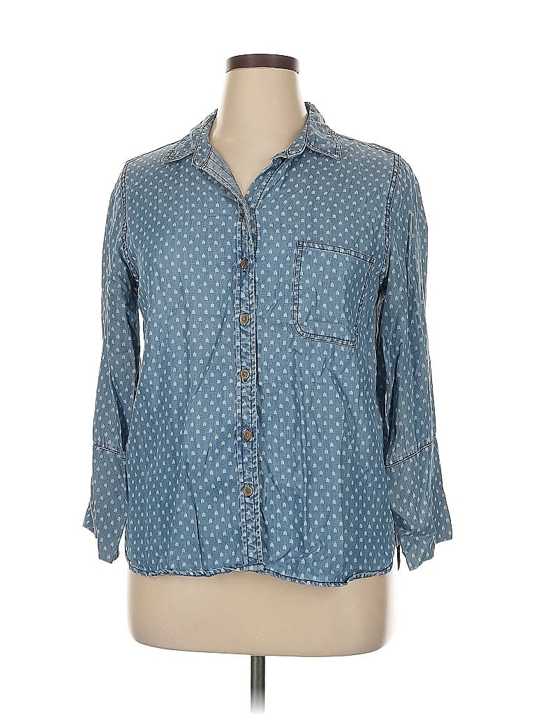 Pre-owned Velvet Heart 3/4 Sleeve Button Down Shirt In Blue