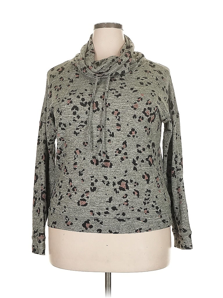 Pre-owned Maurices Long Sleeve Top Gray Tie Neck Tops