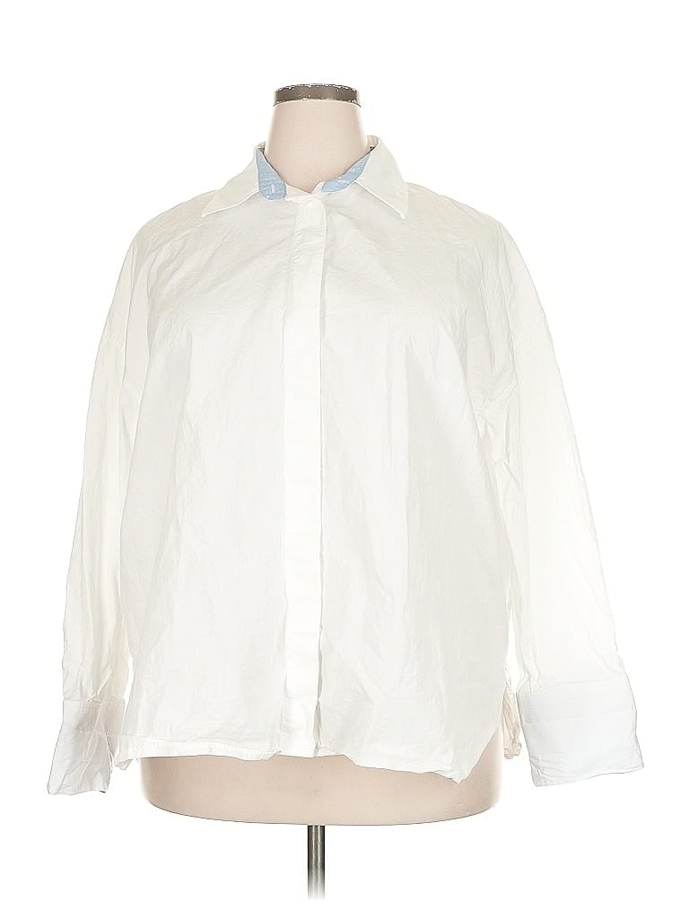 Pre-owned Zara Long Sleeve Button Down Shirt In White