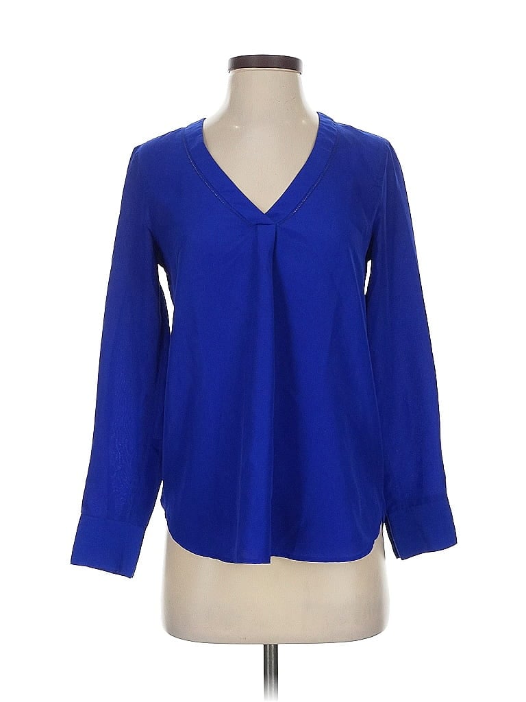Pre-owned J.crew Factory Store Long Sleeve Blouse In Blue