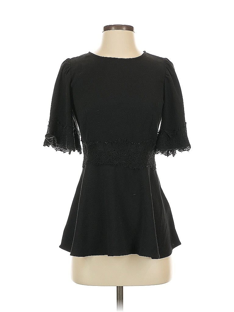 Pre-owned Ann Taylor Short Sleeve Top Black Sweetheart Neckline Tops