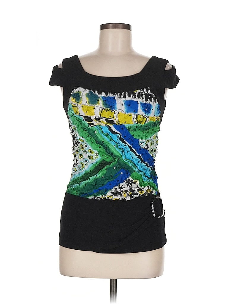 Pre-owned Joseph Ribkoff Sleeveless Top Black Scoop Neck Tops