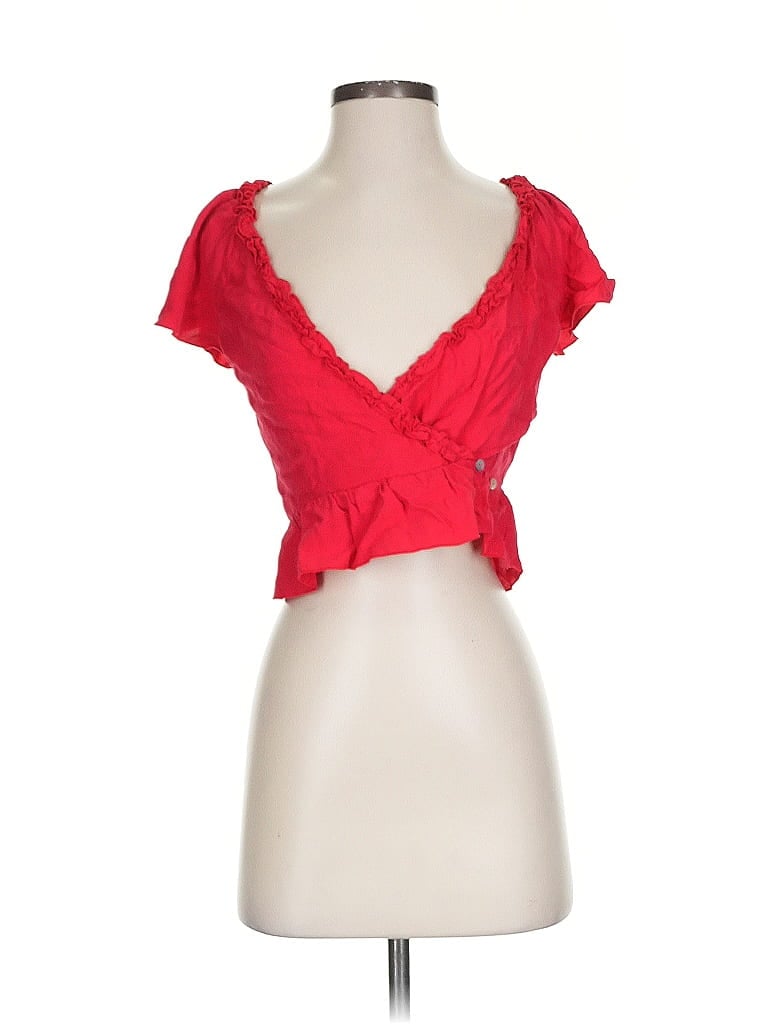 Pre-owned Wilfred Short Sleeve Top Red Sweetheart Neckline Tops