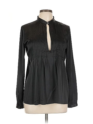 Theory Long Sleeve Silk Top (view 1)