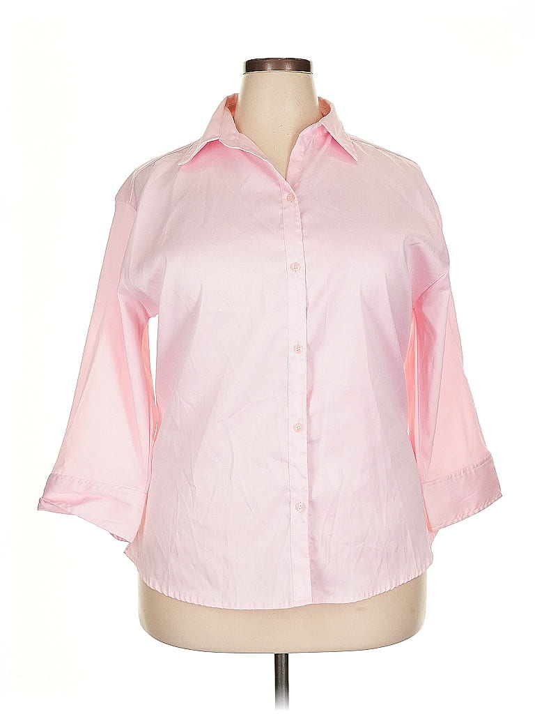 UNITI Pink 3/4 Sleeve Button-Down Shirt Size 2X - photo 1