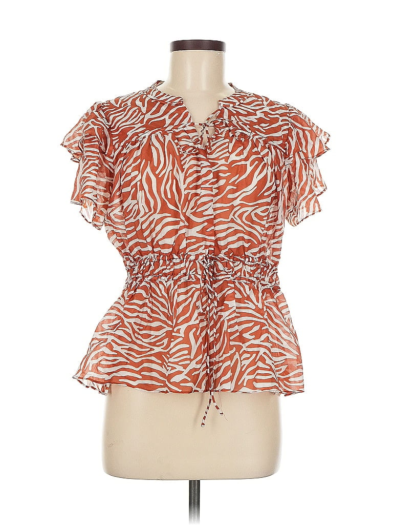 Tanya Taylor Orange Short Sleeve Blouse Size 8 - photo 1