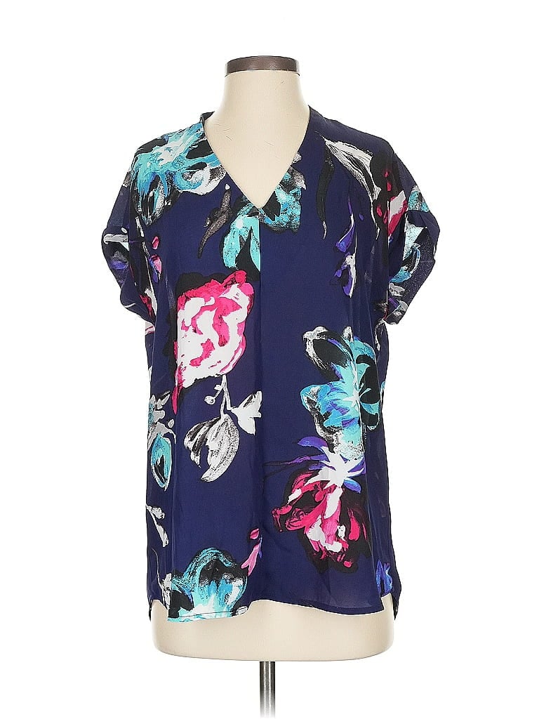 Pre-owned Pleione Short Sleeve Blouse In Blue