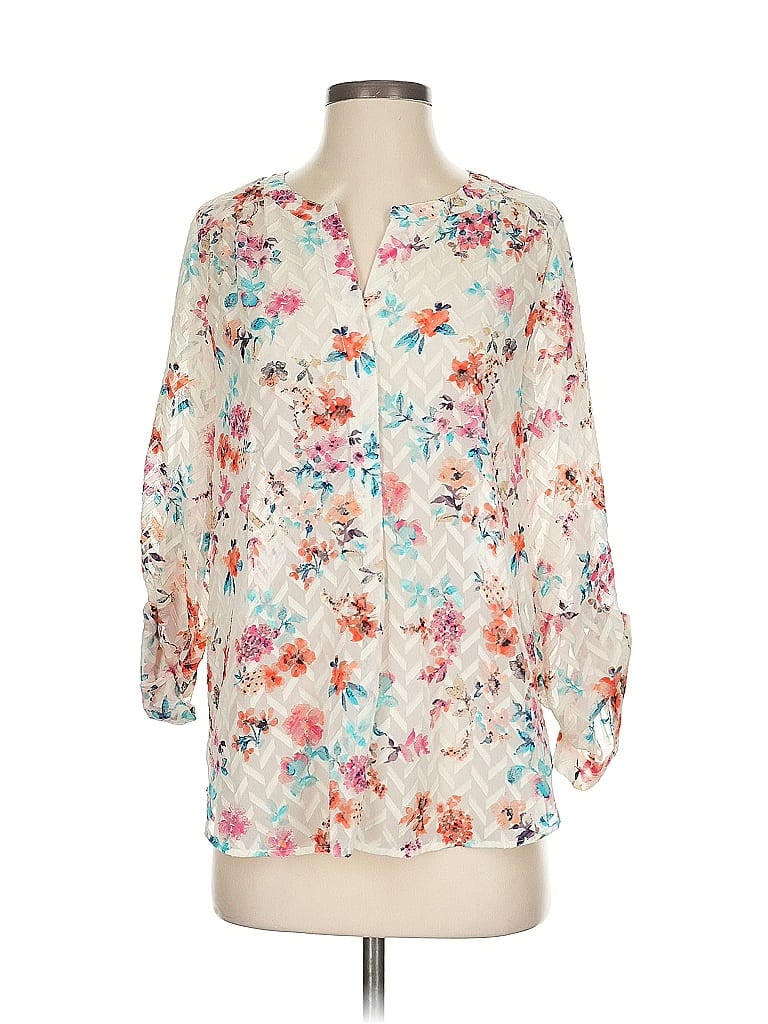 Pre-owned Daniel Rainn 3/4 Sleeve Blouse In White