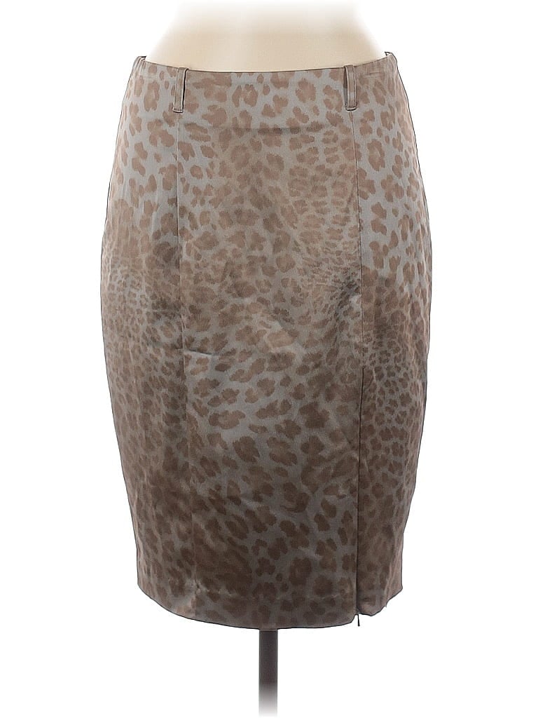 Black Halo Animal Print Brown Casual Skirt Size 8 - photo 1