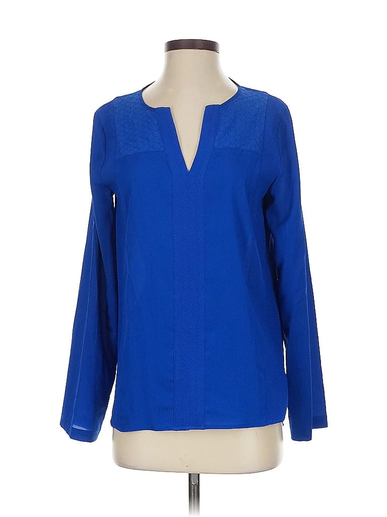 Pre-owned Calvin Klein Long Sleeve Blouse In Blue