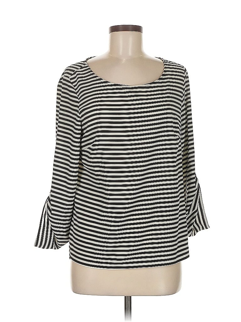 Pre-owned Calvin Klein 3/4 Sleeve Top Black Boatneck Tops