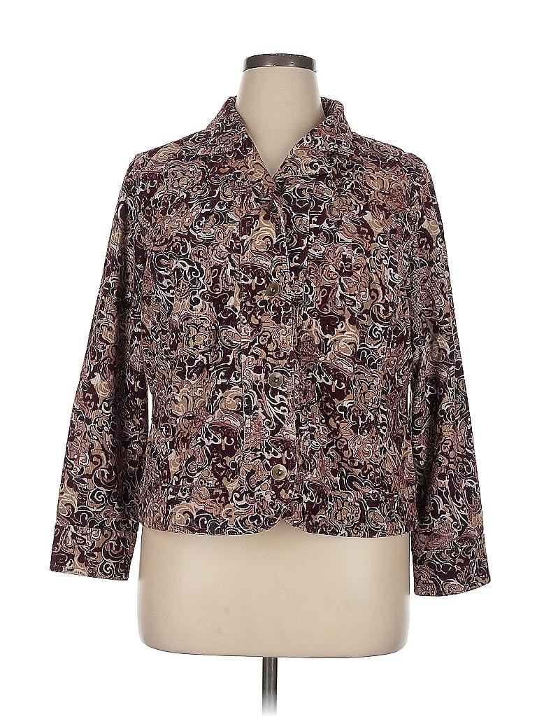 Pre-owned Christopher & Banks Blazer Jacket In Burgundy