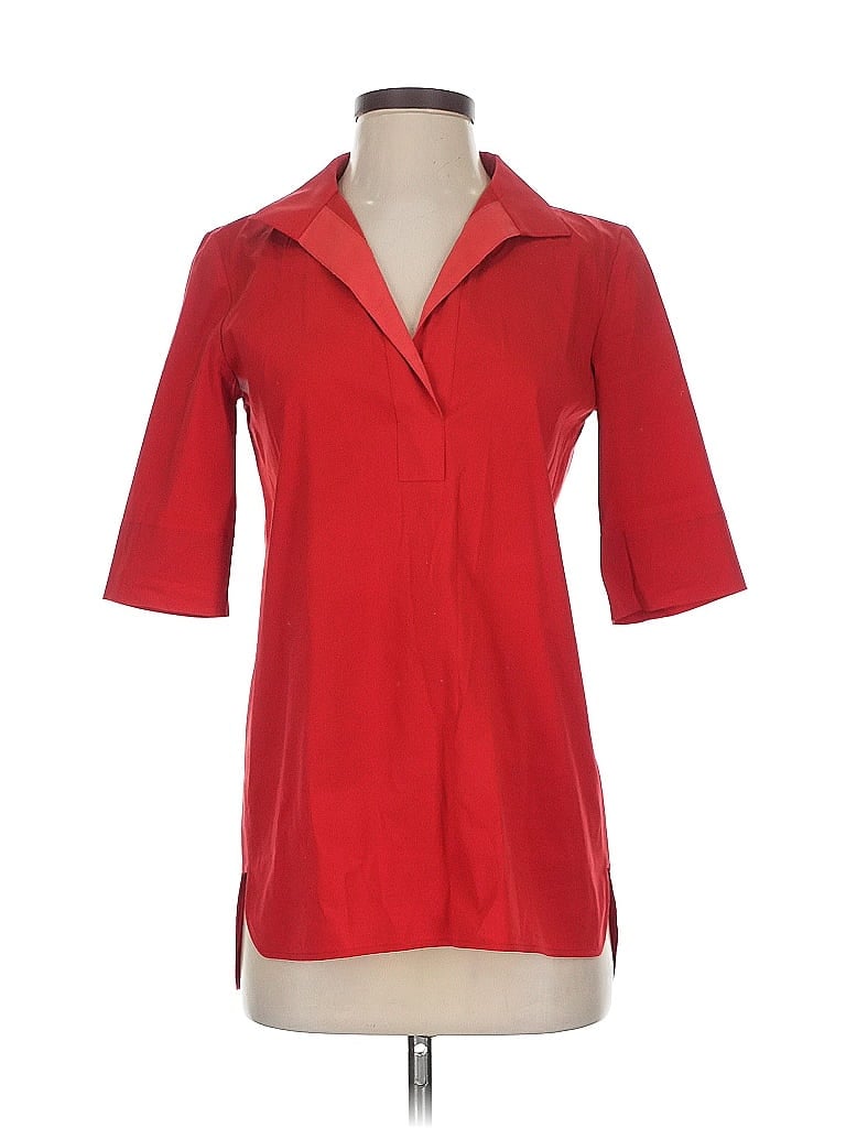 Pre-owned Lafayette 148 3/4 Sleeve Blouse In Red