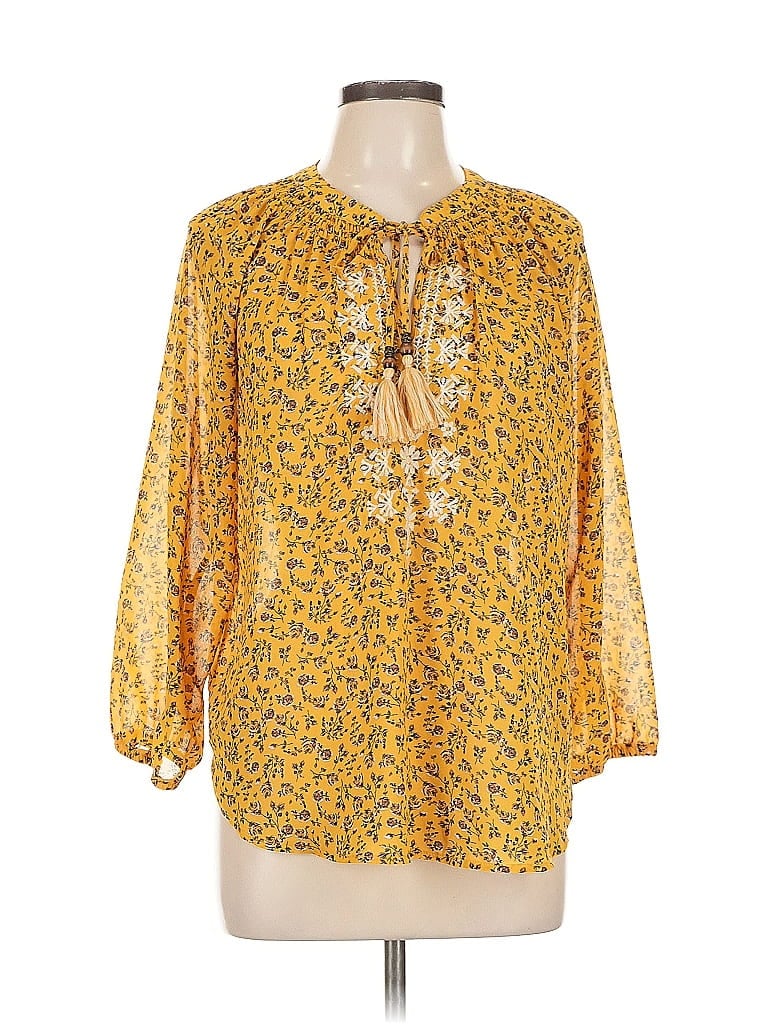 Pre-owned Mason & Belle 3/4 Sleeve Blouse In Gold