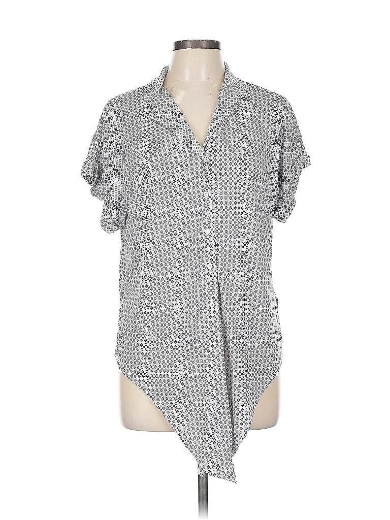 Pre-owned Adrianna Papell Short Sleeve Blouse In Gray