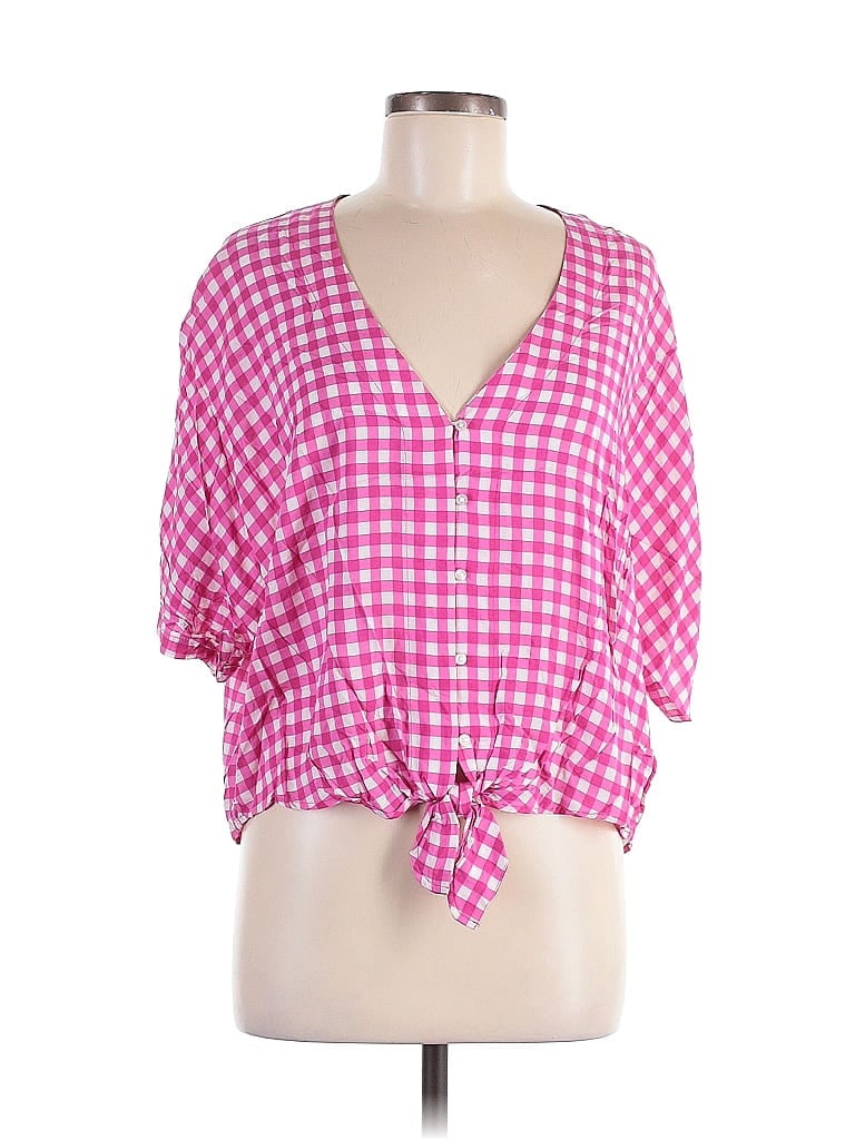 Pre-owned Express Short Sleeve Blouse In Pink