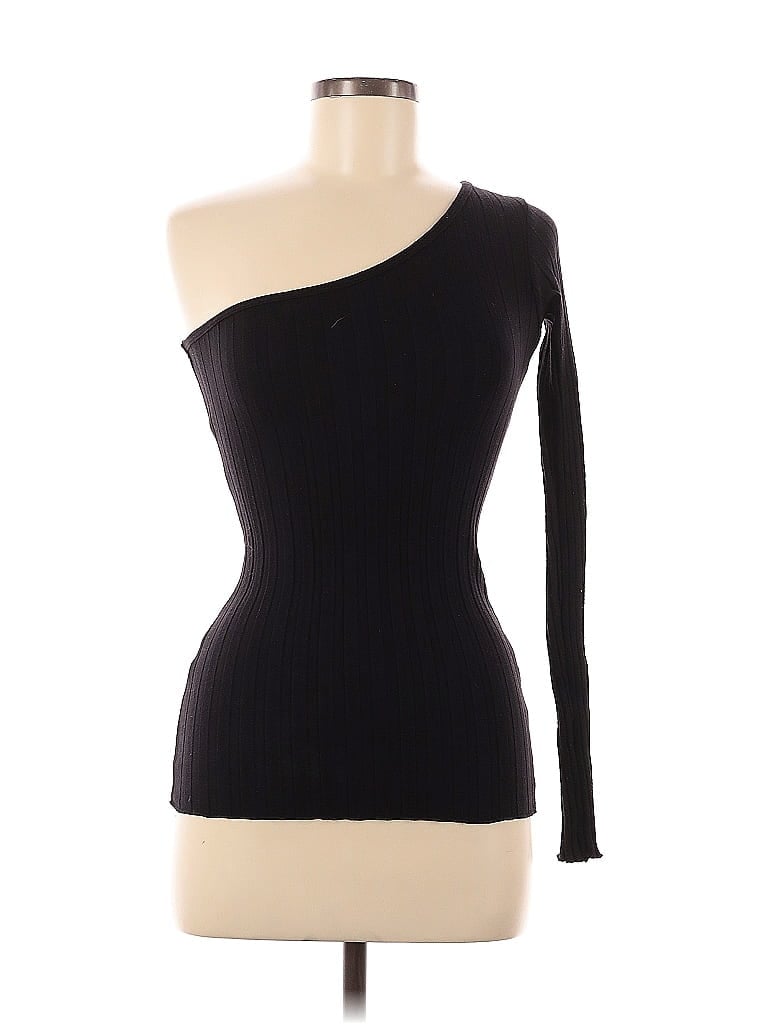 Click to view more detailed imagery on our partner's website Pre-owned Simon Miller Long Sleeve Top Black One Shoulder Neckline Tops