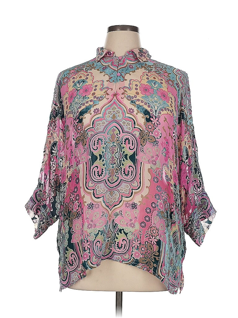 Johnny Was Paisley Pink 3/4 Sleeve Blouse Size XL - photo 1