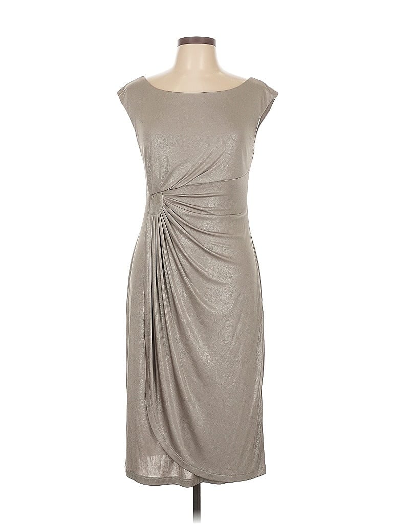Connected Apparel 100% Polyester Solid Gray Cocktail Dress Size 10 - photo 1